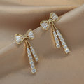 Macee Gold Zircon Bow Earrings - Gold [WOCP2FIO]