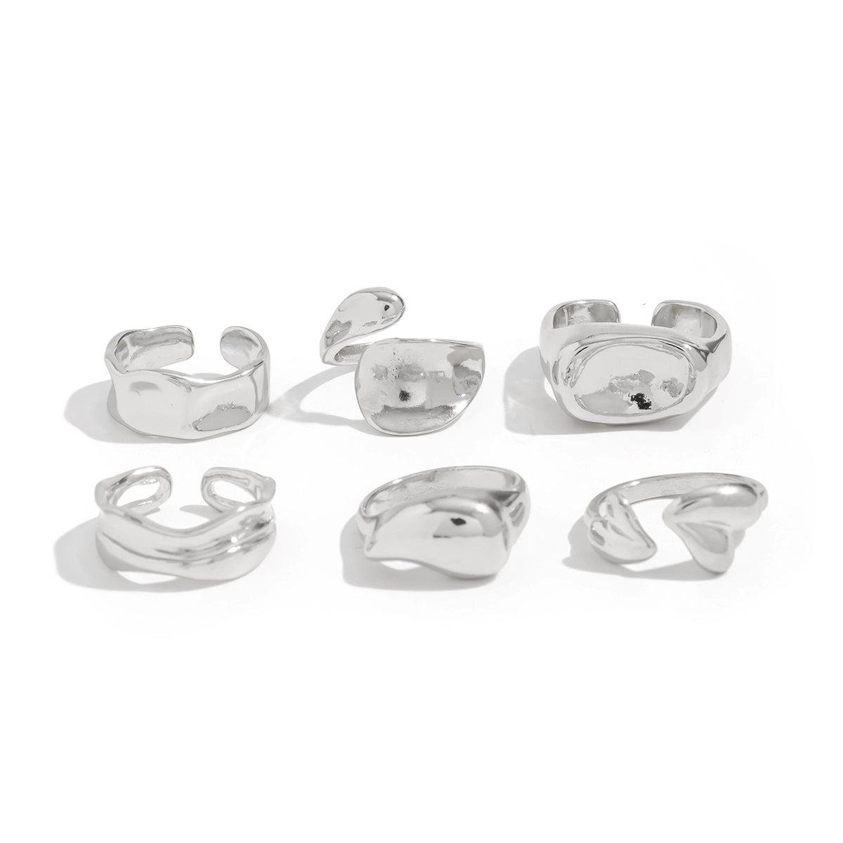 Shawna Irregular Open Ring Set - Silver