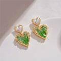 Xenia Gradient Crystal Pearl Drop Earrings - Green [UIPU1IJU]