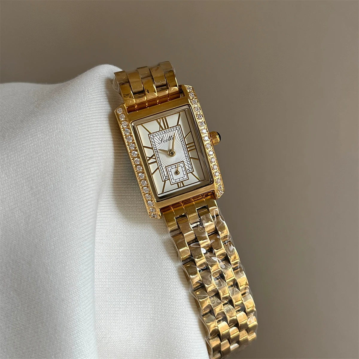 Square Dial Bracelet Watch - Gold with White Dial [6OIKZHI4]