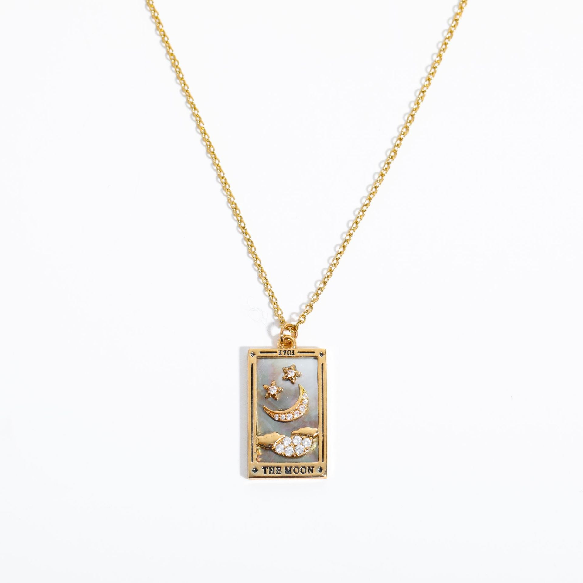 Athena Gilded Tarot Charm Necklace - Moon (Shell Version) [LNGDIM8O]