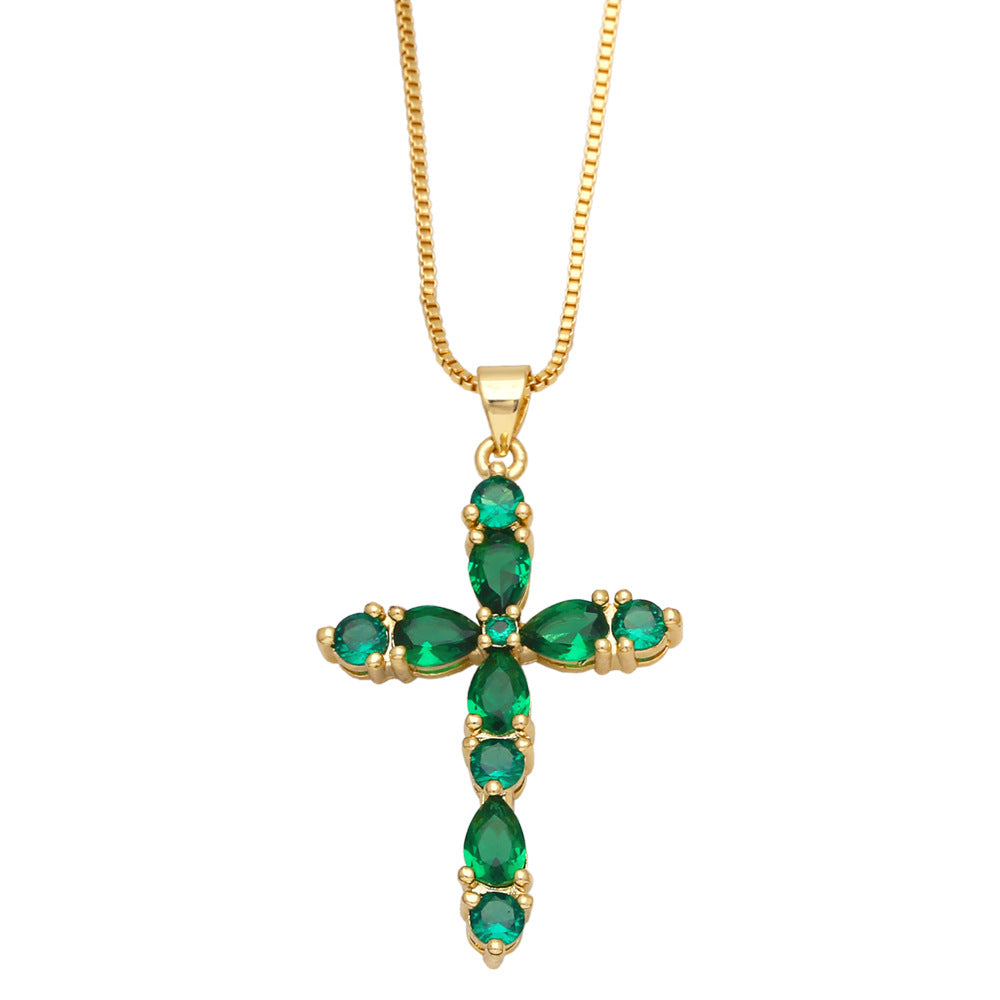 Ainhoa Colorful Zircon Necklace - Green [MY0HE378]