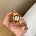 Clover Bracelet Watch - Gold Band with White Dial [30QDS4MT]