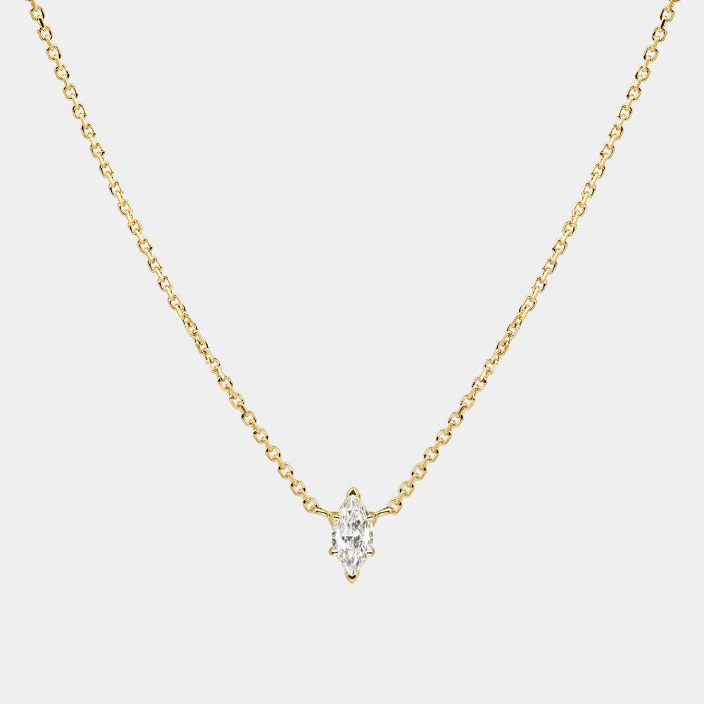 Layered Dainty Pendant Necklace - Gold Single Marquise Necklace [8IY8GF78]