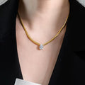 Zircon Water Drop Snake Chain Necklace - Water Drop Zircon Snake Chain Necklace [SSF6WACN]