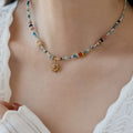 Vintage Sun Pendant Beaded Necklace - Rhodochrosite Sun Beaded Necklace [XZKOZCVQ]