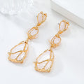 Nayely Geometric Drop Earrings - White Drop Earrings (Pair) [519D8GRC]