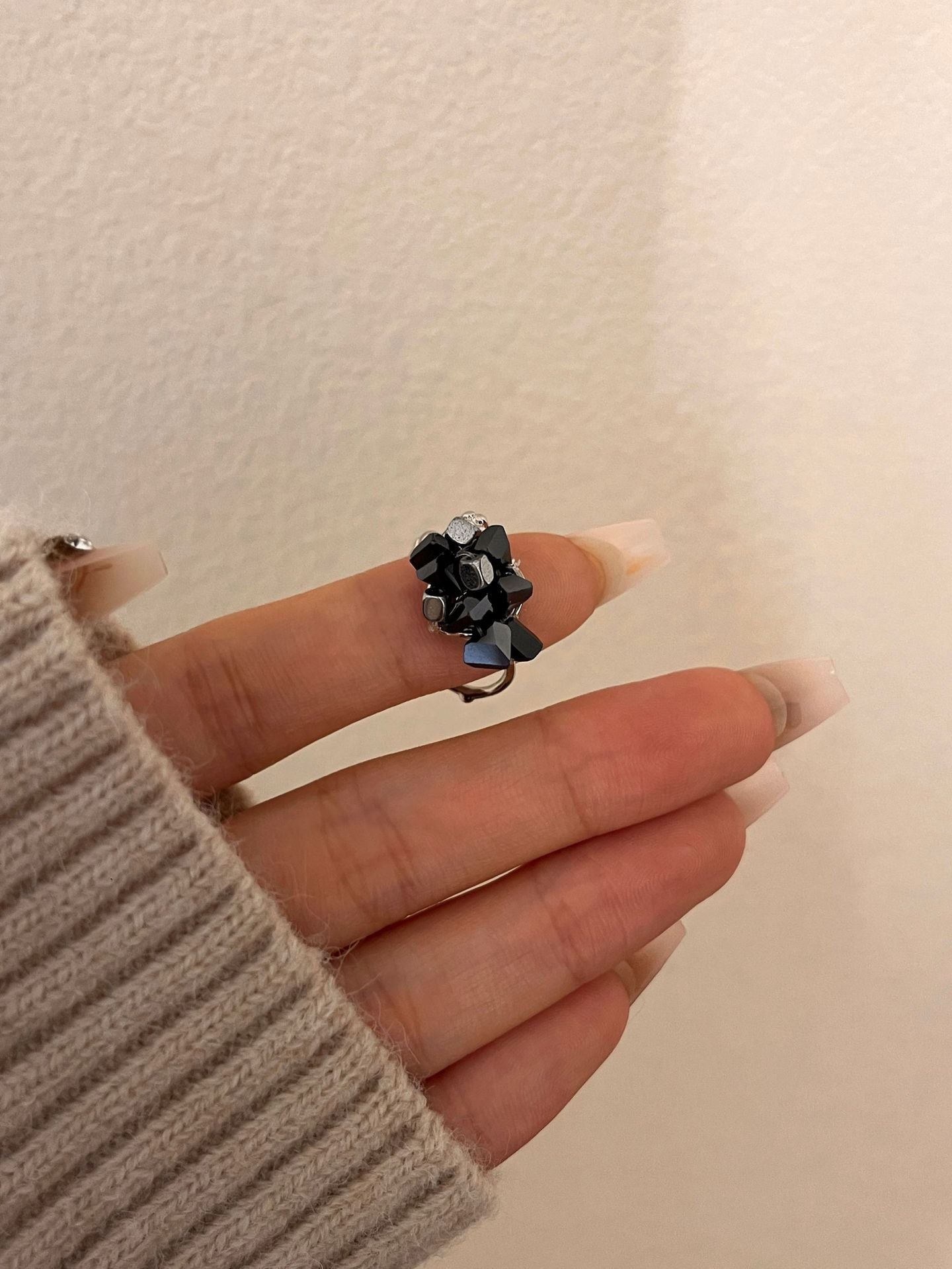 Rosalinda Organic Lava Ring - Silver Pearl Agate [Y1IESQV0]