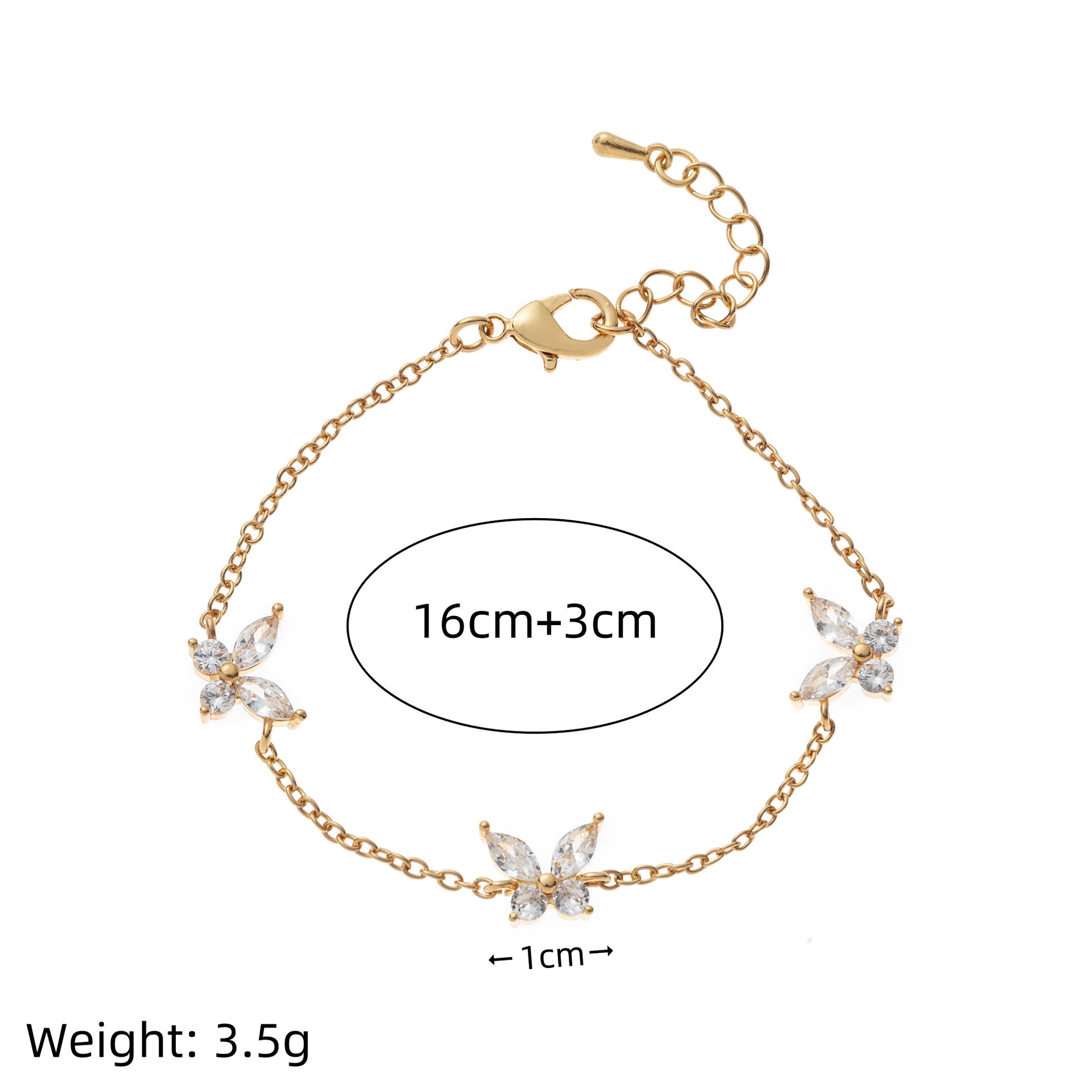 Angelique Dainty Butterfly Zircon Jewelry - Gold Triple Butterfly Bracelet [0F9475HY]