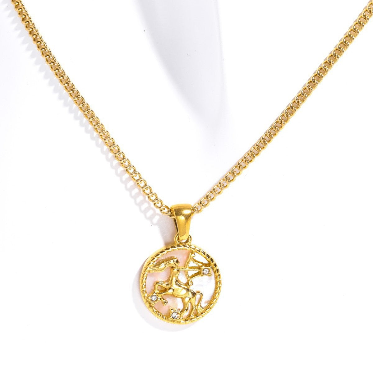 Tamera Zodiac Coin Necklace - Sagittarius - Gold [TC7OWE0V]