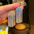 Annagrace Curved Tassel Chain Earrings - Silver [KKXN5E5Z]