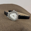Crimson Snakehead Rhinestone Watch - Black Strap, Silver Frame, White Dial [3YJHVNKS]