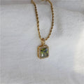 Square Zircon Pendant Necklace - Green [WRS5UOO0]