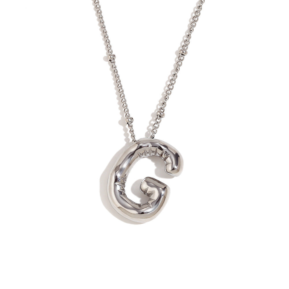 Aiyanah Glossy Bubble Letter Necklace - Silver G [X74PNYOQ]