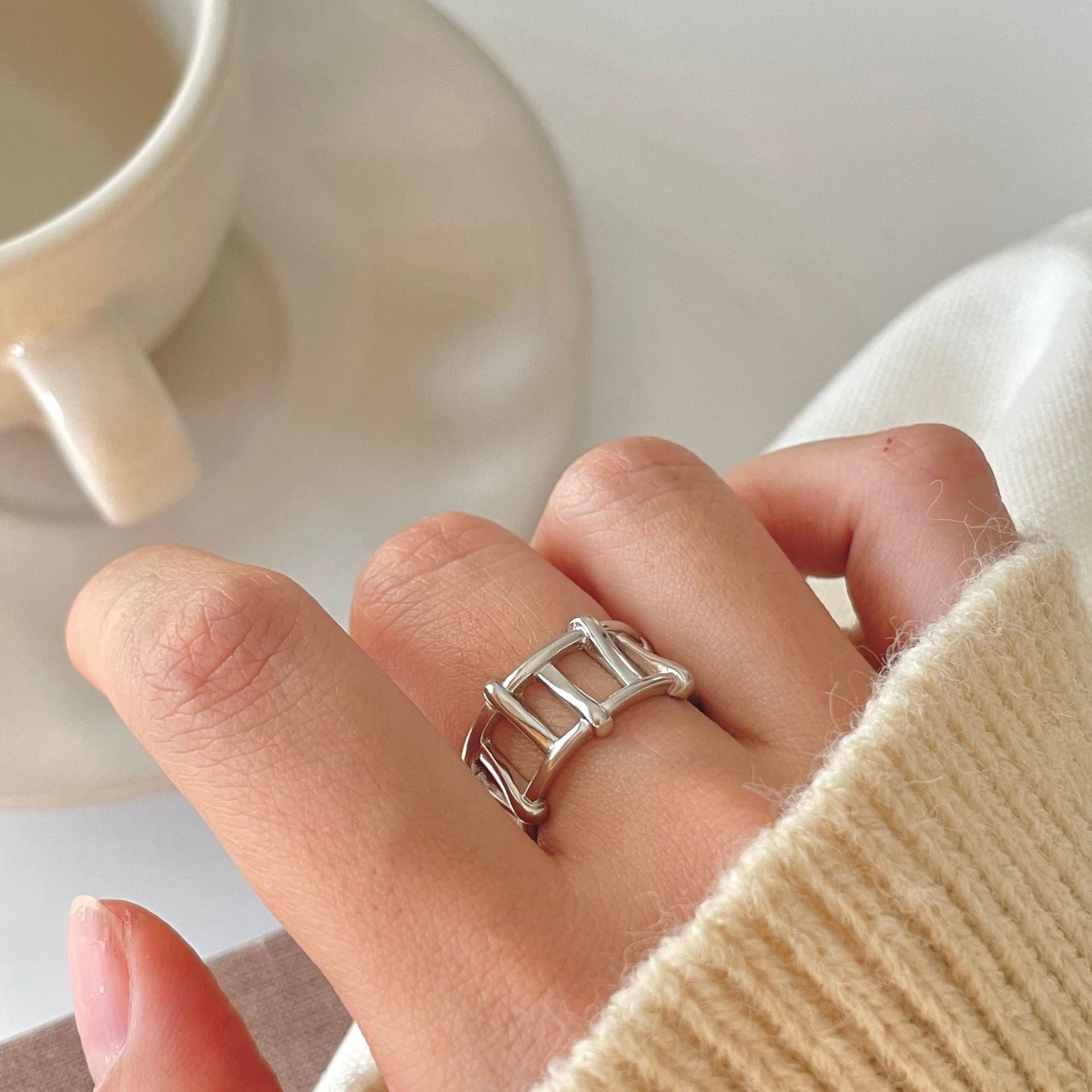 Joyce Irregular Textured Ring - Style 2 [TN0XTGMG]