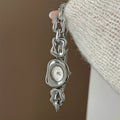 Irregular Chain Link Bracelet Watch - Silver Band with White Dial [0ORCJO03]