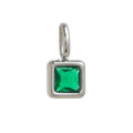Lotus Birthstone Cube Necklace - May Pendant - Silver [NDODOKCG]