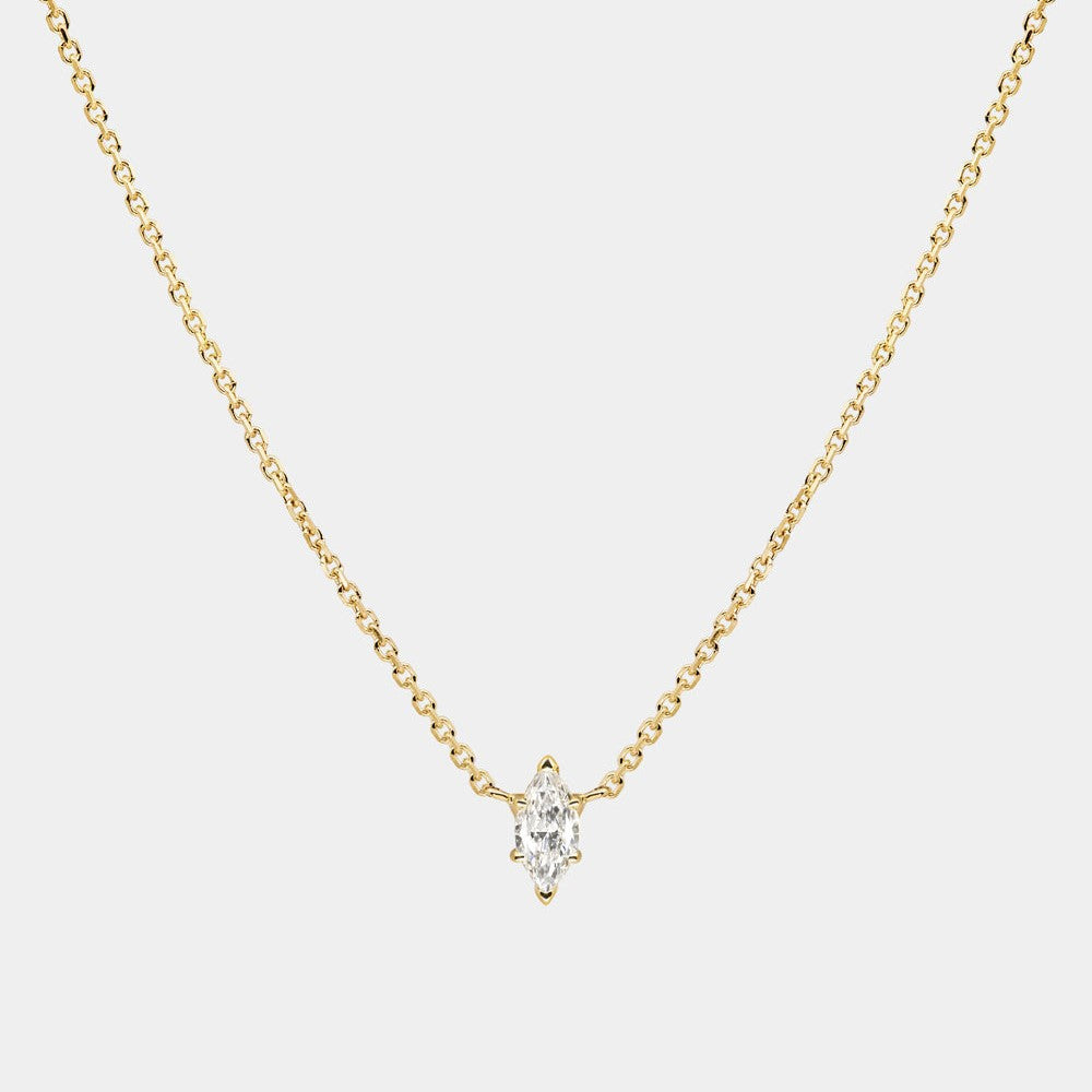 Dainty Zircon Pendant Necklace - Gold Single Marquise Necklace [944MJTTZ]