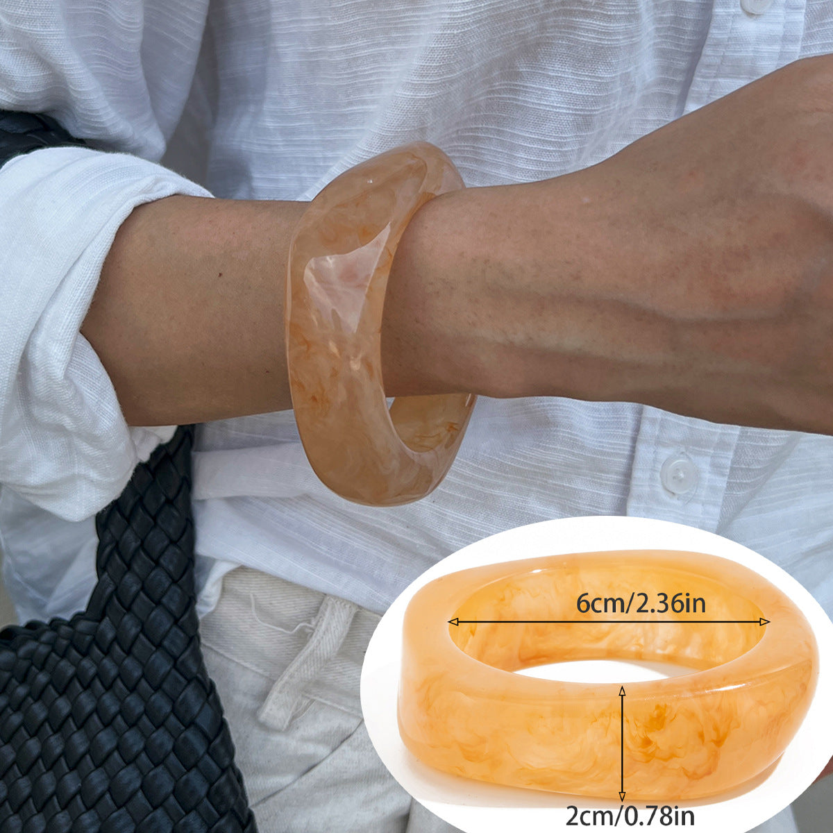Aloni Marbled Acrylic Bracelet - Marbled Orange [QS9CFJ84]