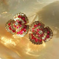 Camellia Flower Earrings - Stud Earrings (In Stock) [L7QELBMK]