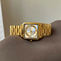 Vintage Square Bracelet Watch - Gold Band White Face (Steel Band) [Z49Q7MR7]