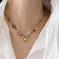 Natural Stone Beaded Necklace - Elephant Natural Stone Beaded Necklace [CSF9A98Q]