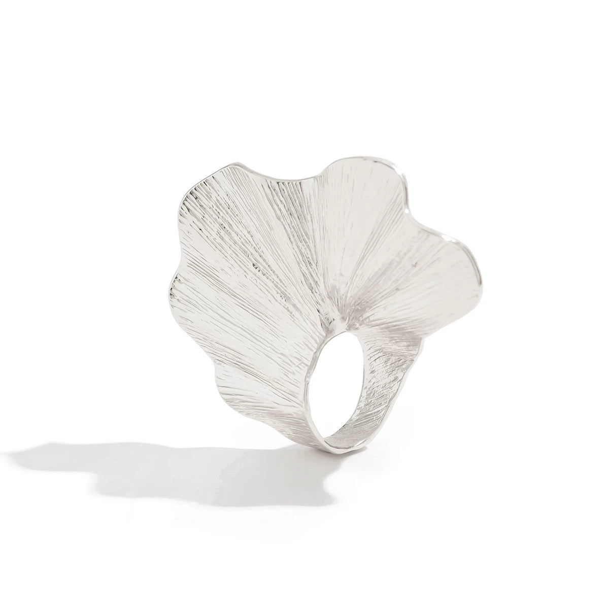 Missy Jewelry - Ashanti Sculptural Pleated Statement Ring - Silver Color