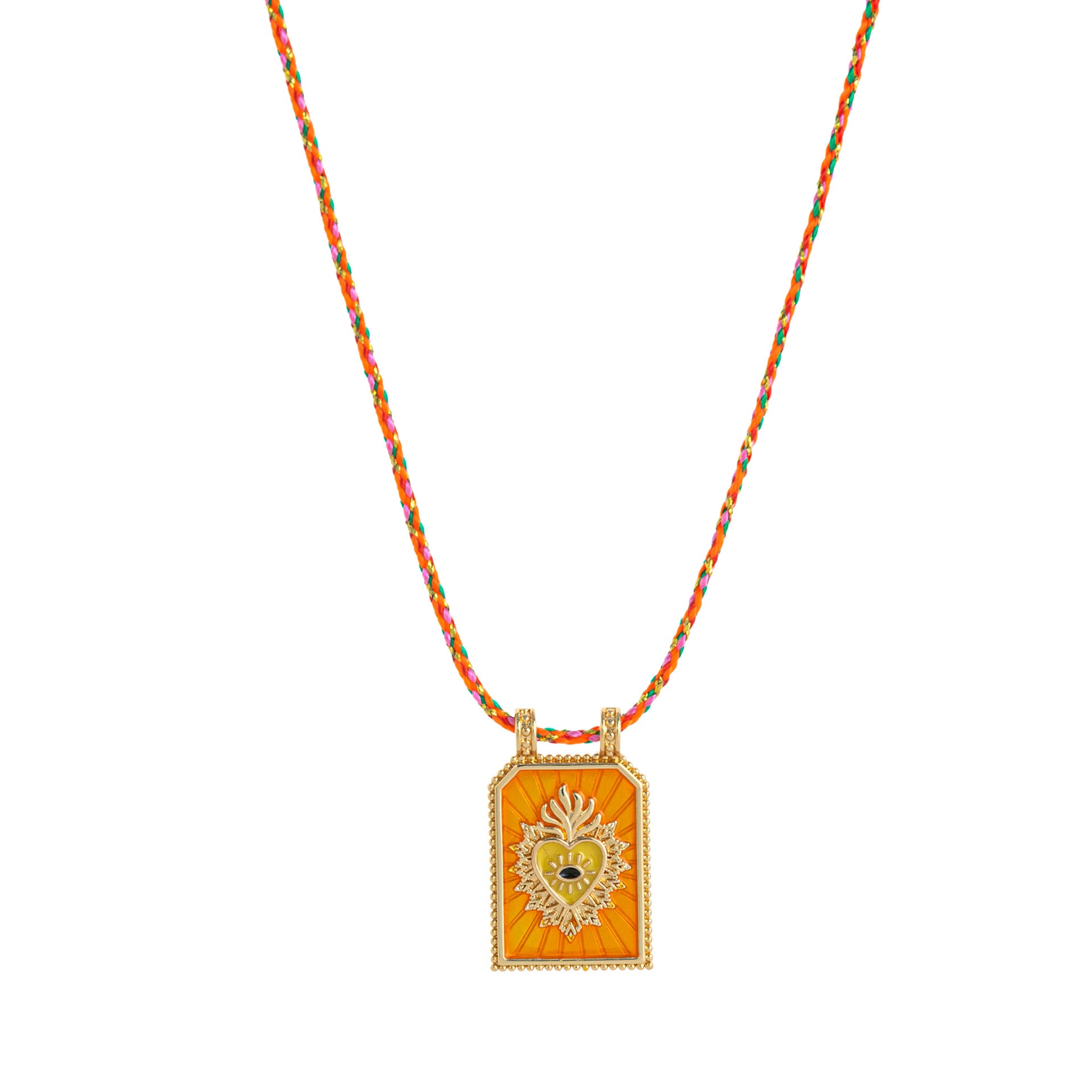 Color Cord Pendant Necklace - Orange Necklace (No Beads) [CF50Q9UD]