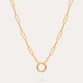 Geometric Charm Chain Necklace - Paperclip Ring [N707U86R]