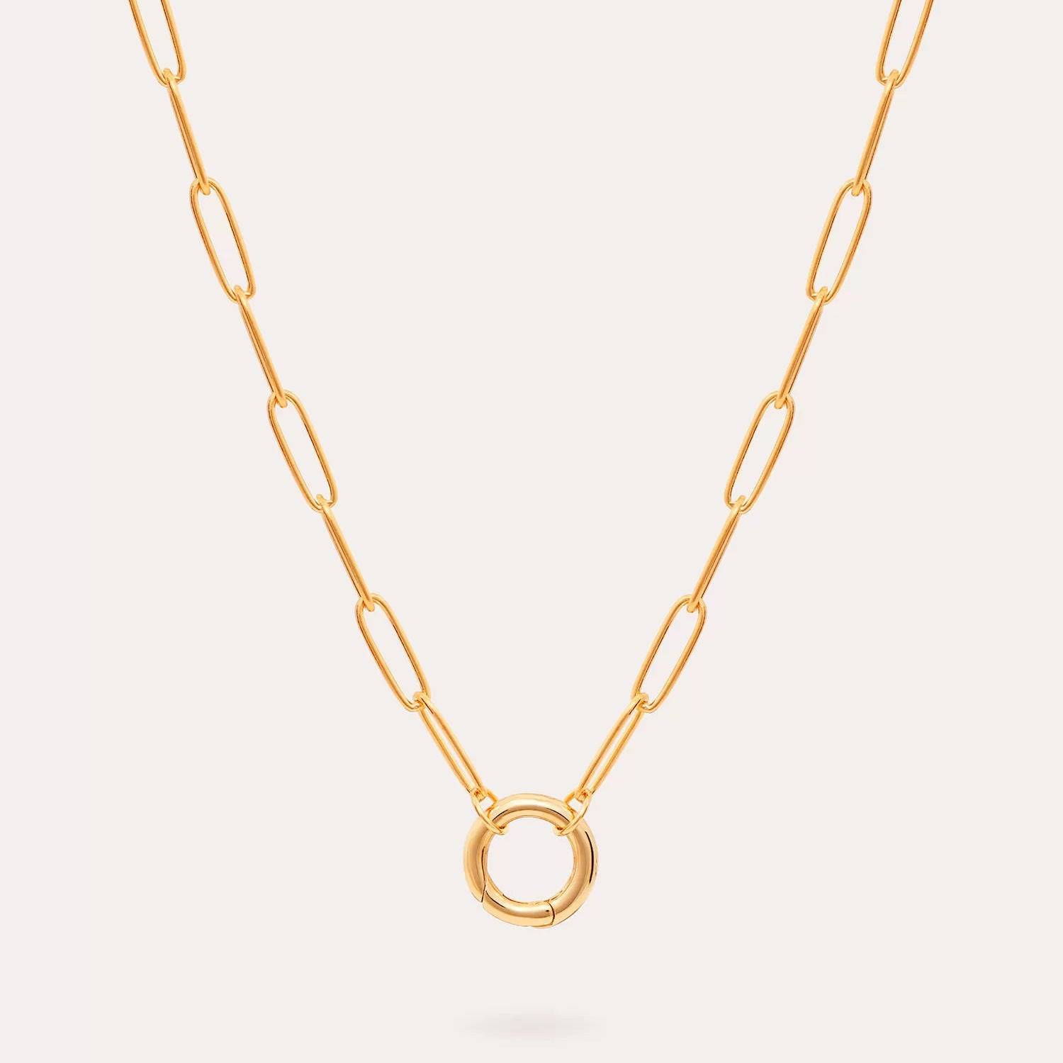 Geometric Charm Chain Necklace - Paperclip Ring [N707U86R]