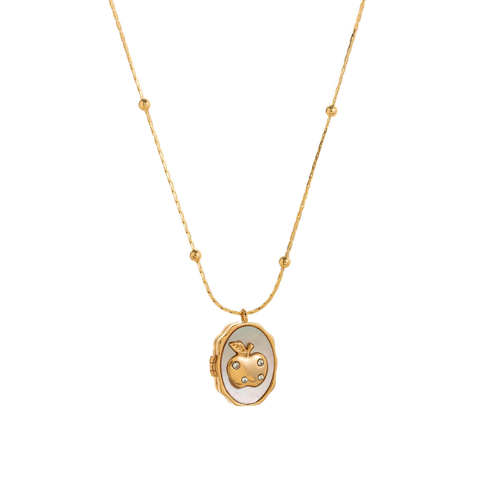 Vintage Locket Pendant Necklace - Apple Shell Locket Necklace [KC97CU1U]