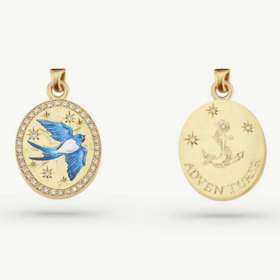 Vintage Inspired Tarot Pendant Necklace - The Adventurer (Double-sided No Buckle) [6L10PYIL]