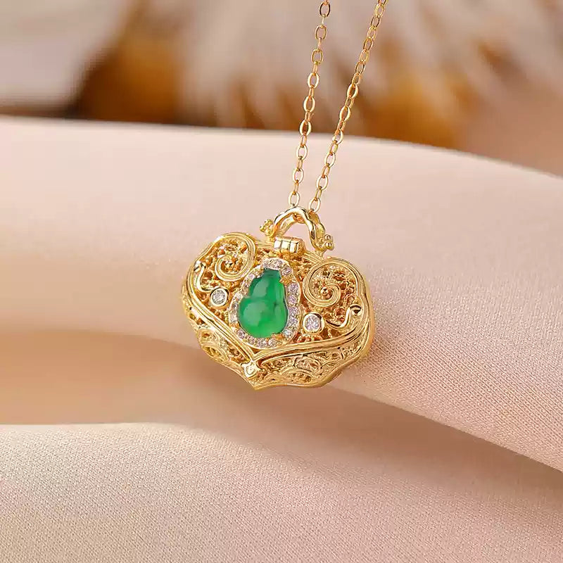 Hope Emerald Teardrop Filigree Pendant Necklace