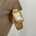 Classic Square Chain Watch - Gold with White Dial [9P0W0O73]