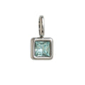 Lotus Birthstone Cube Necklace - March Pendant - Silver [SKXQ7RMQ]