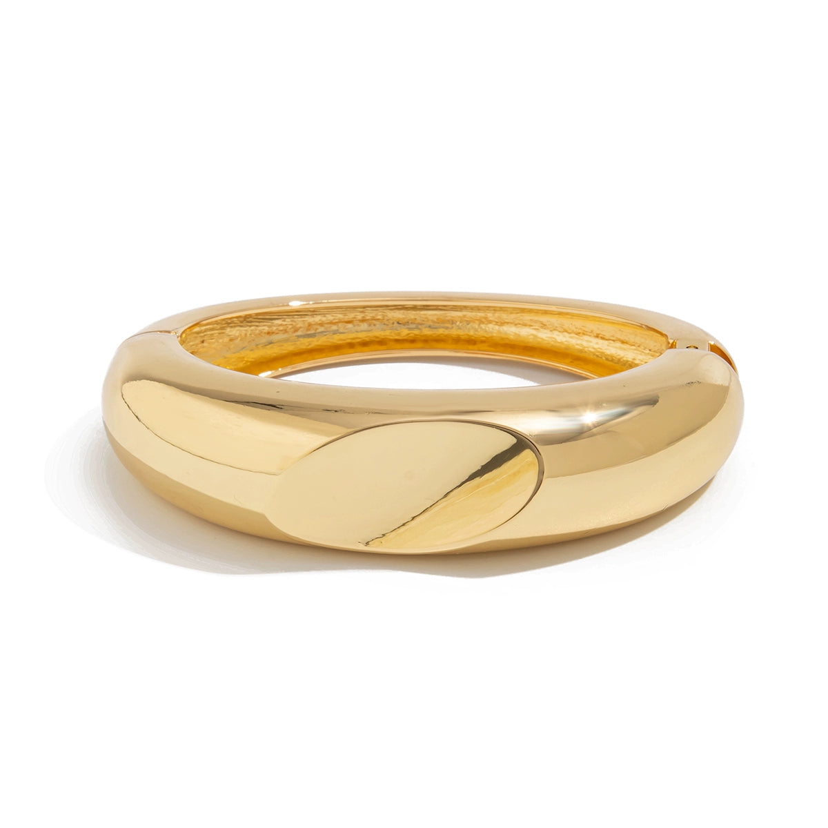 Tyleigh Wave Waterdrop Bangle - Faceted Cut - Gold
