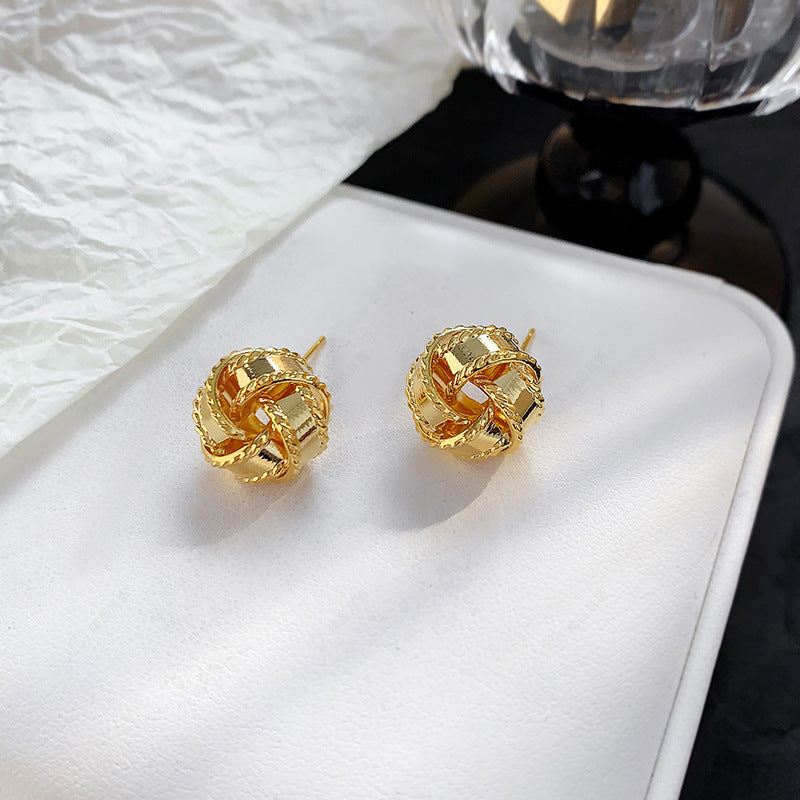 Emerald Braided Sphere Earrings - Gold [JEBS7UZO]