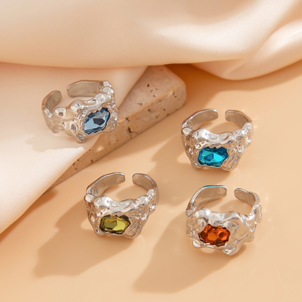 Ellah Pleated Stacking Rings - Silver [2EWQUE5Q]