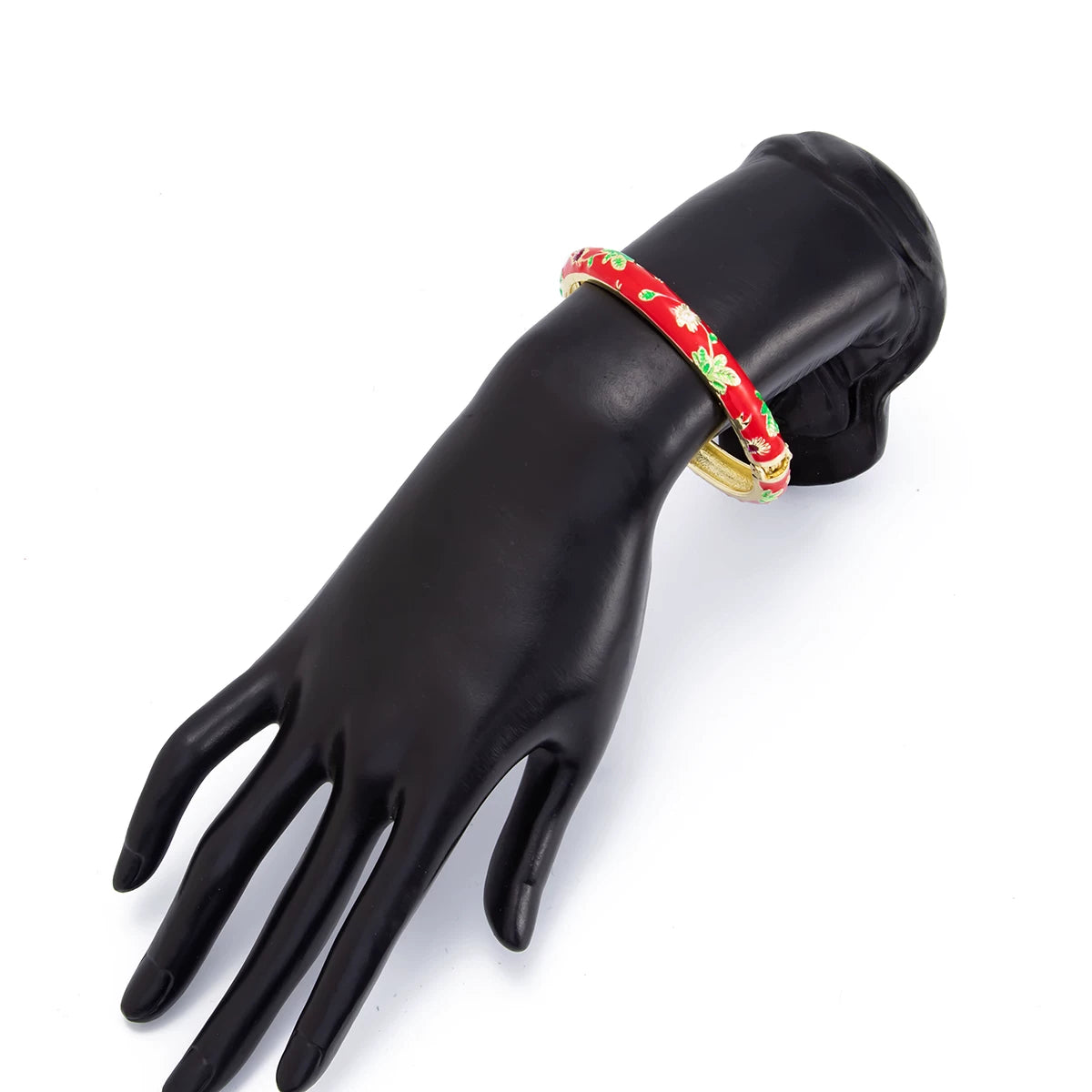 Missy Jewelry - Kynlie Floral Enamel Stacking Bangle - Gold + Red Color