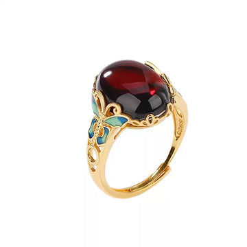 Amber Butterfly Statement Ring