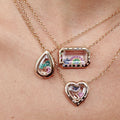 Transparent Locket Pendant Necklace - Teardrop Colorful CZ Glass Locket Necklace [CP9D54WW]
