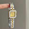 Vintage Square Dial Steel Watch - Two-Tone Band Gold Dial (Steel Band) [127H8RZL]