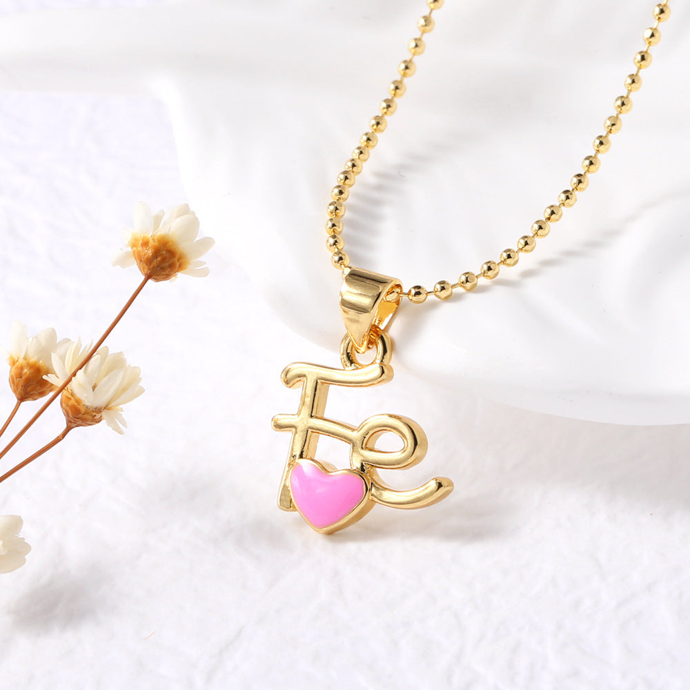 Keaton Enamel Heart Pendant Necklace - Pink [9K2QL50N]