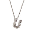 Aiyanah Glossy Bubble Letter Necklace - Silver U [SCPBN7Z5]