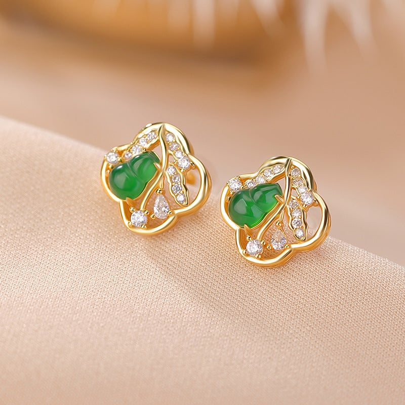 Lena Emerald Blossom Stud Earrings