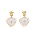 Heart Pendant Necklace - White Earrings (Gold) [EV00NJE9]