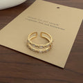 Keaton Sculptural Open Ring - Gold Double Layer Zircon Ring [DG38SXHK]