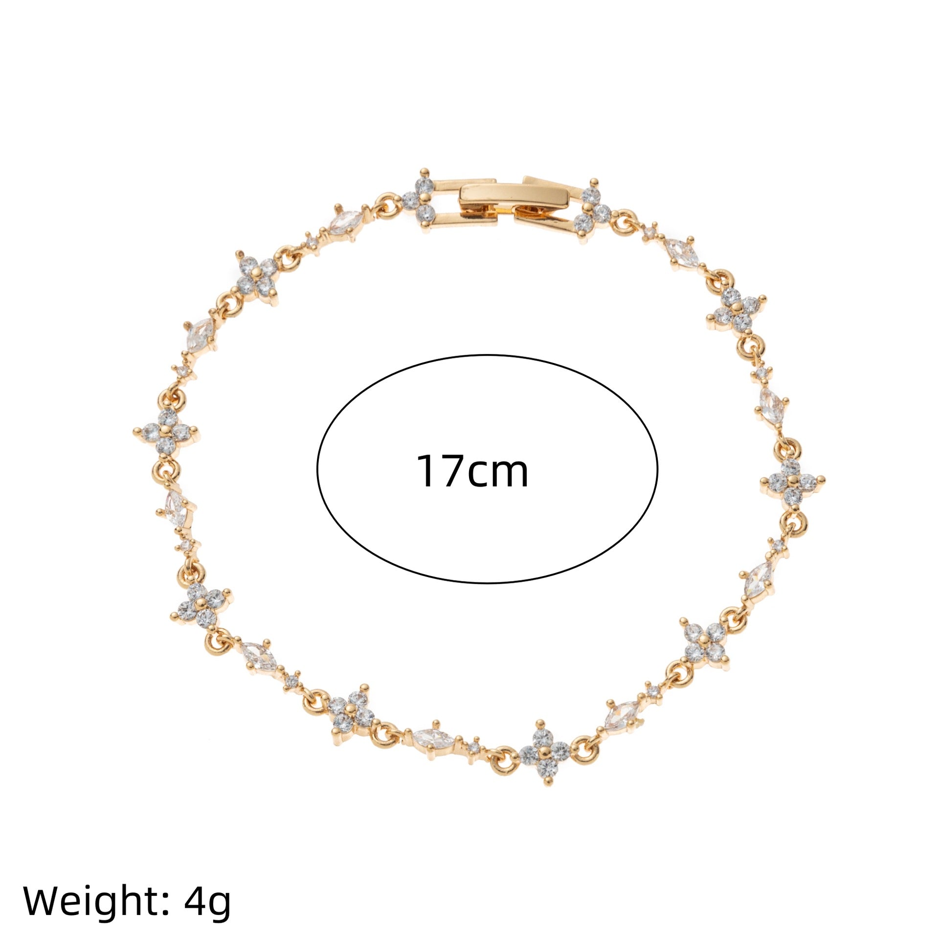 Angelique Dainty Butterfly Zircon Jewelry - Gold Light Blue Zircon Flower Bracelet [4NH2HB22]