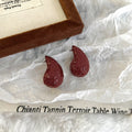 Carly Wine Red Enamel Drop Earrings - Style 13 [EYIWCTZW]