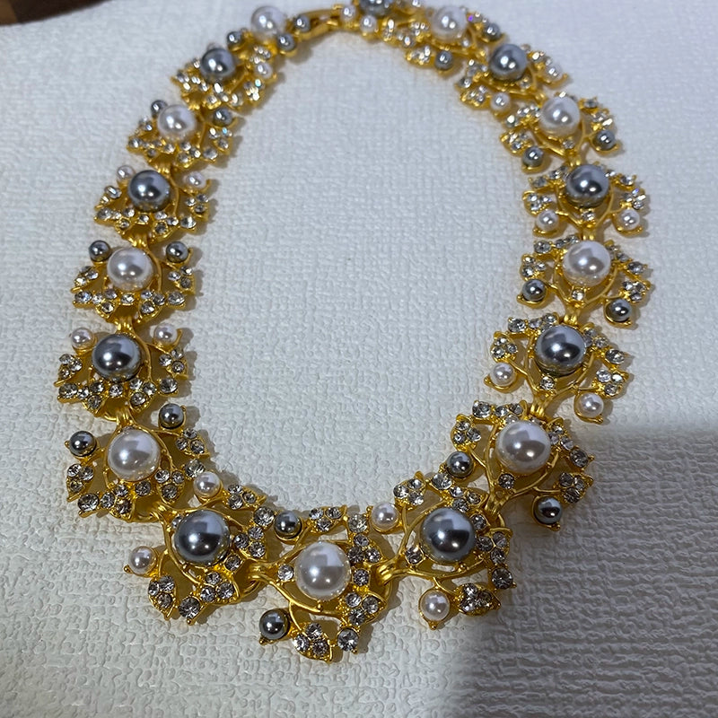 Elora Pearl Leaf Jewelry Set - Necklace [A9SCNF2M]